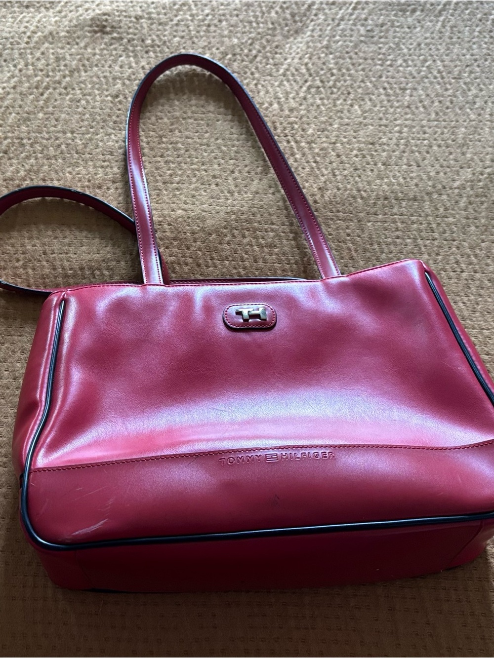 Tommy Hilfiger Burgundy Shoulder Tote